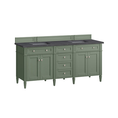 James Martin Vanities Brittany 72" Smokey Celadon Double Vanity With 3cm Charcoal Soapstone Top