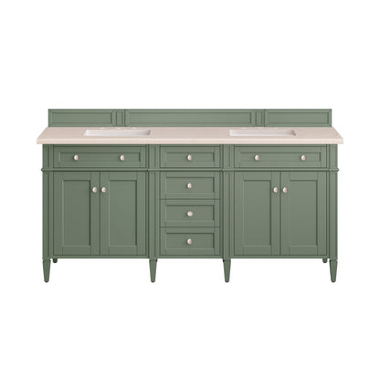 James Martin Vanities Brittany 72" Smokey Celadon Double Vanity With 3cm Eternal Marfil Top