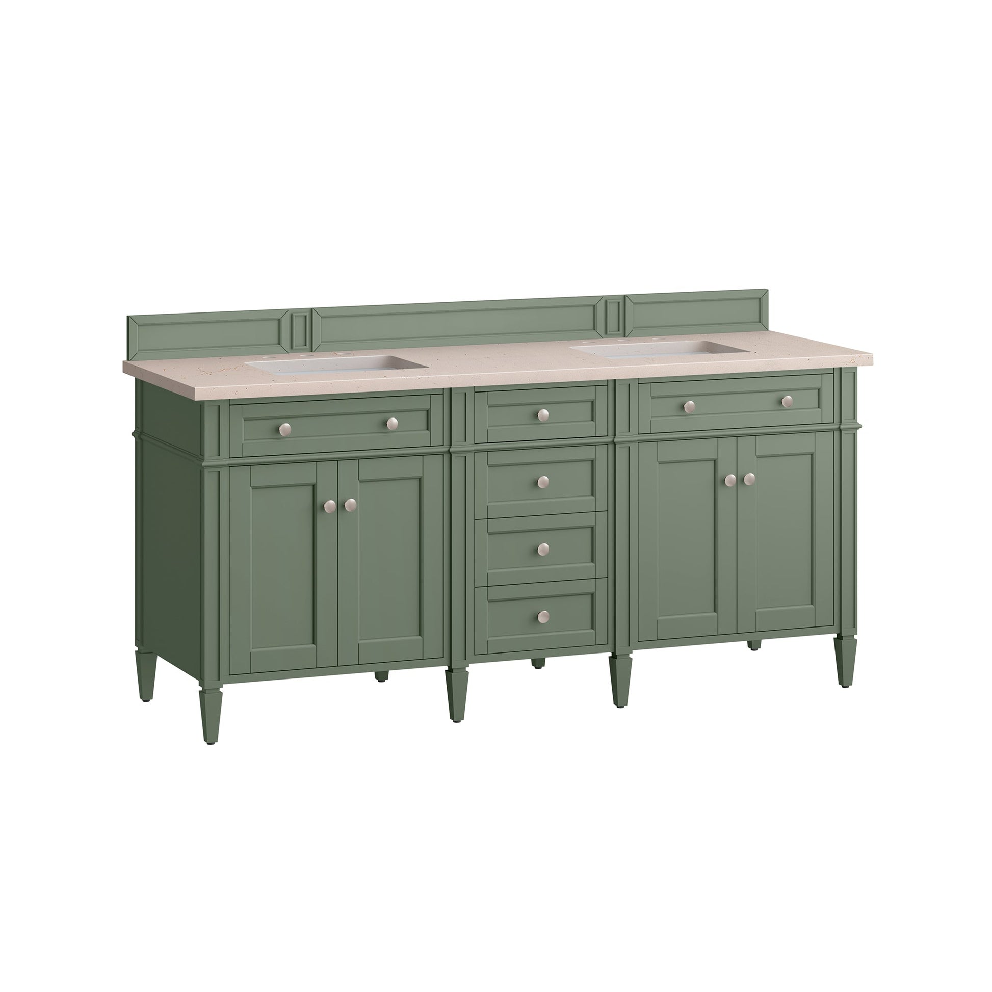 James Martin Vanities Brittany 72" Smokey Celadon Double Vanity With 3cm Eternal Marfil Top