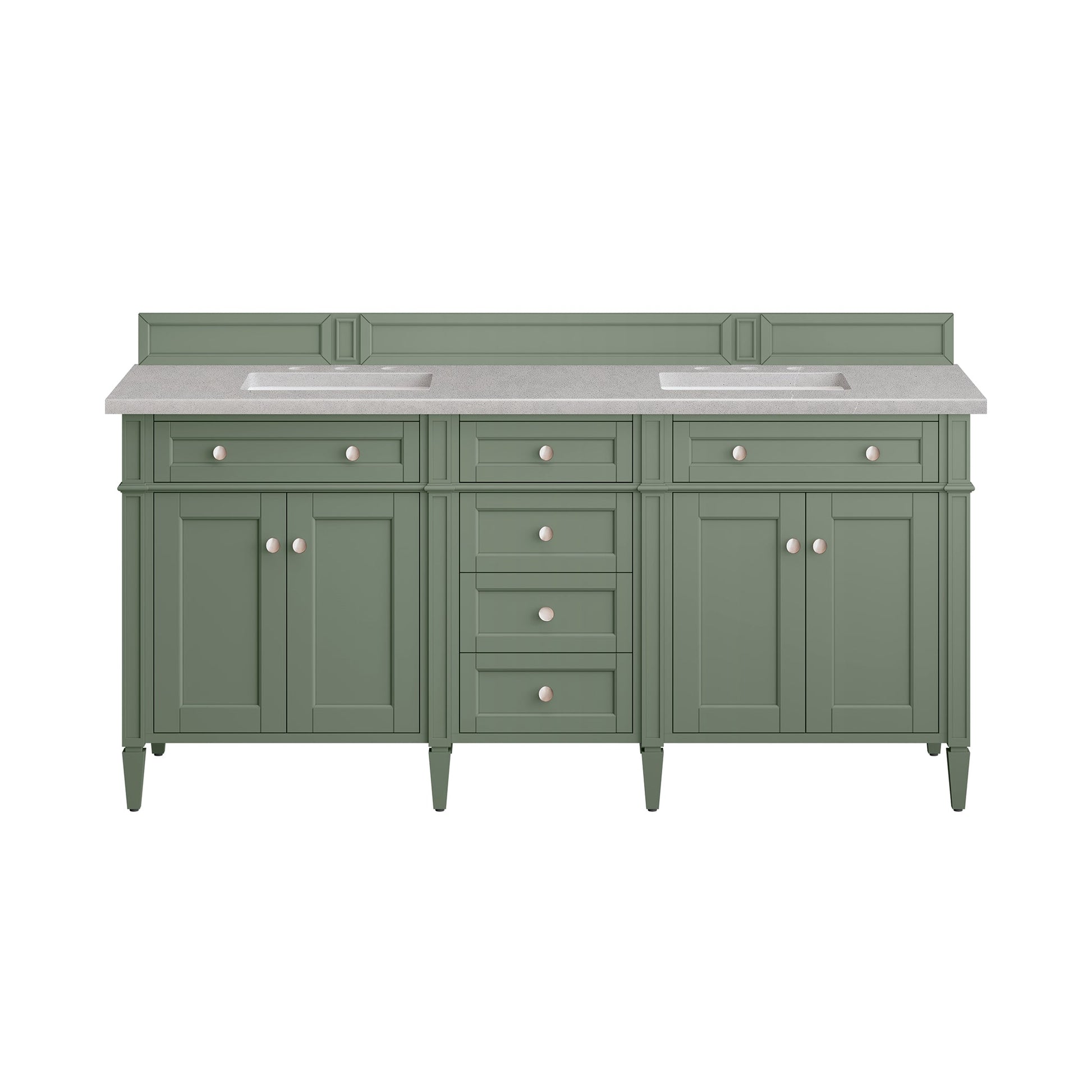 James Martin Vanities Brittany 72" Smokey Celadon Double Vanity With 3cm Eternal Serena Top