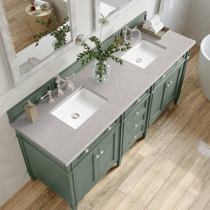 James Martin Vanities Brittany 72" Smokey Celadon Double Vanity With 3cm Eternal Serena Top