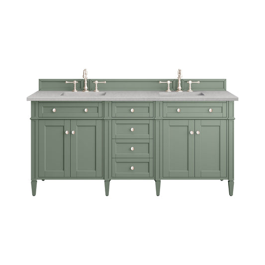 James Martin Vanities Brittany 72" Smokey Celadon Double Vanity With 3cm Eternal Serena Top