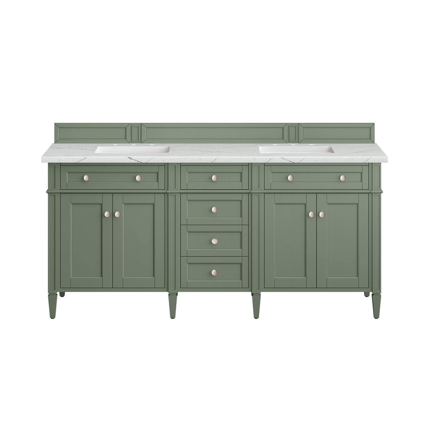 James Martin Vanities Brittany 72" Smokey Celadon Double Vanity With 3cm Ethereal Noctis Top