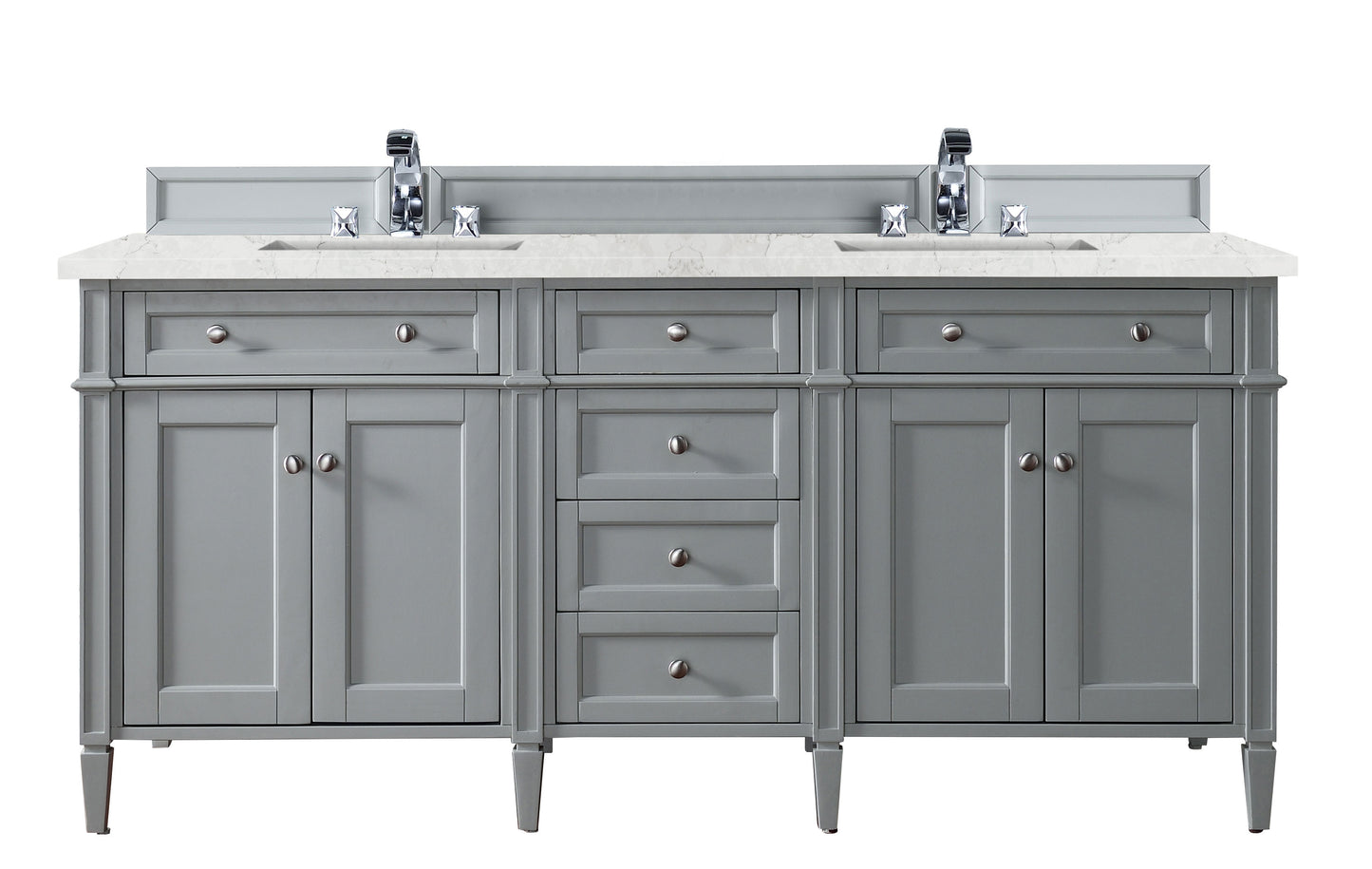 James Martin Vanities Brittany 72" Urban Gray Double Vanity With 3 cm Eternal Jasmine Pearl Silestone Top and FreePower Wireless Charger