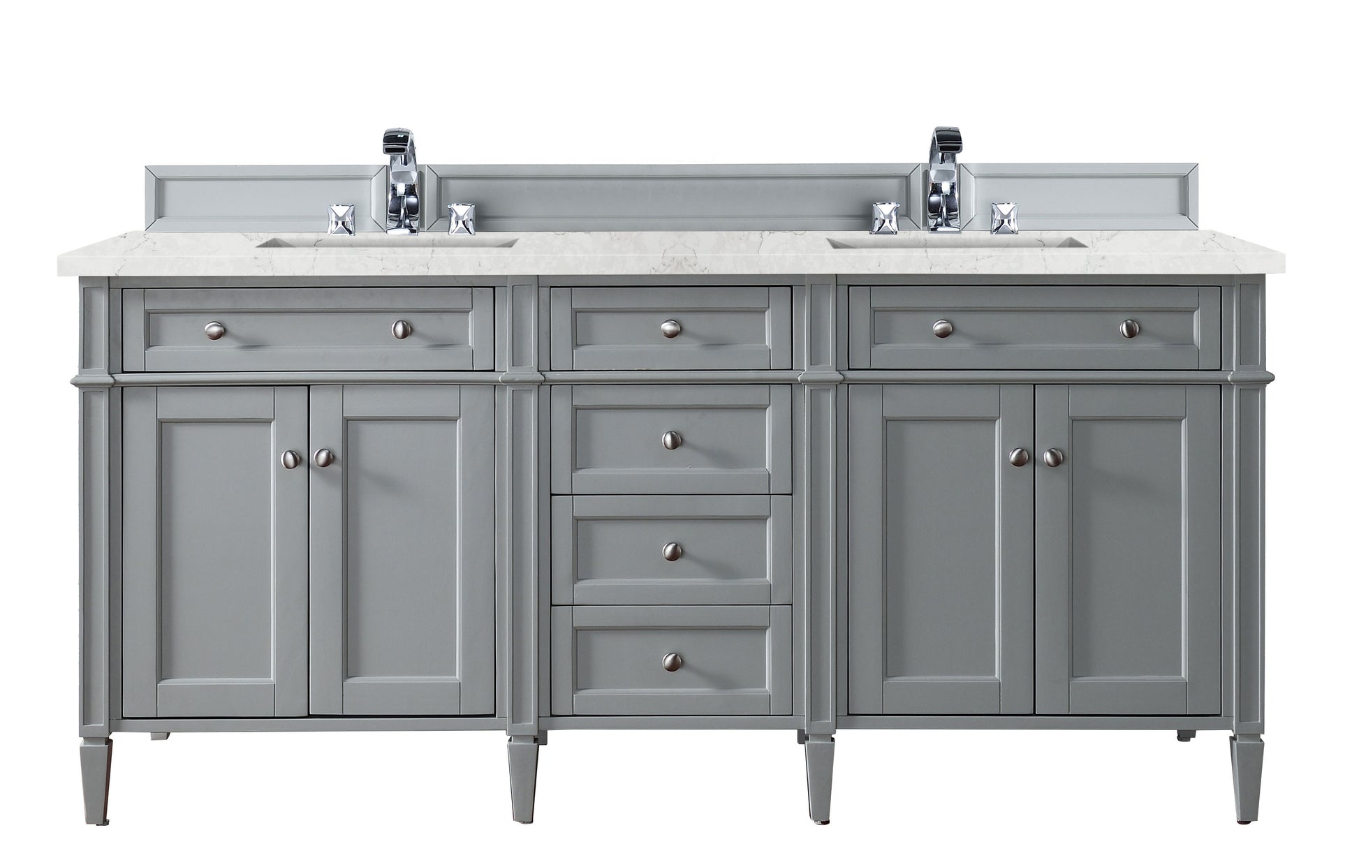 James Martin Vanities Brittany 72" Urban Gray Double Vanity With 3 cm Eternal Jasmine Pearl Silestone Top and FreePower Wireless Charger