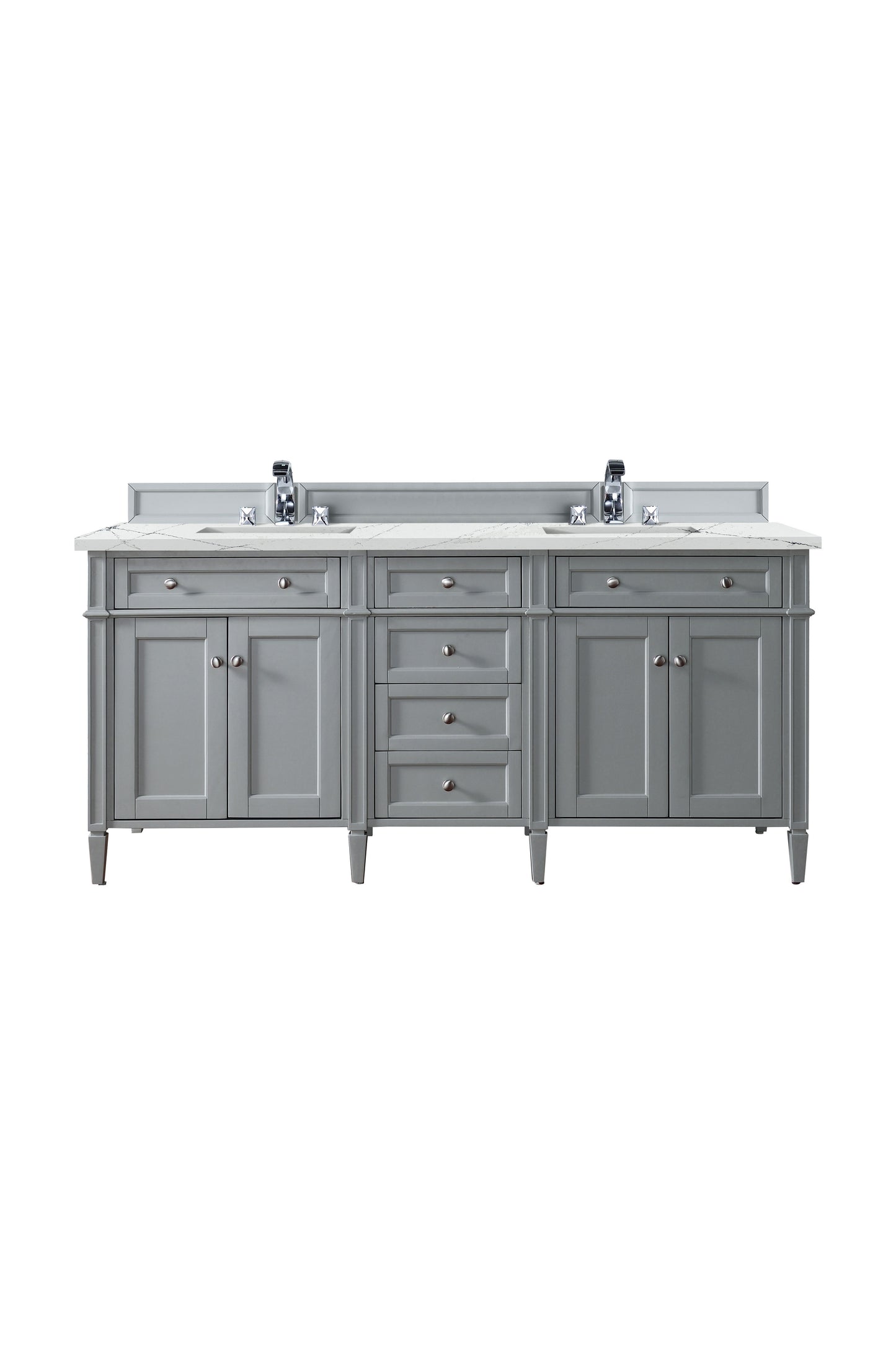 James Martin Vanities Brittany 72" Urban Gray Double Vanity With 3 cm Ethereal Noctis Silestone Top and FreePower Wireless Charger