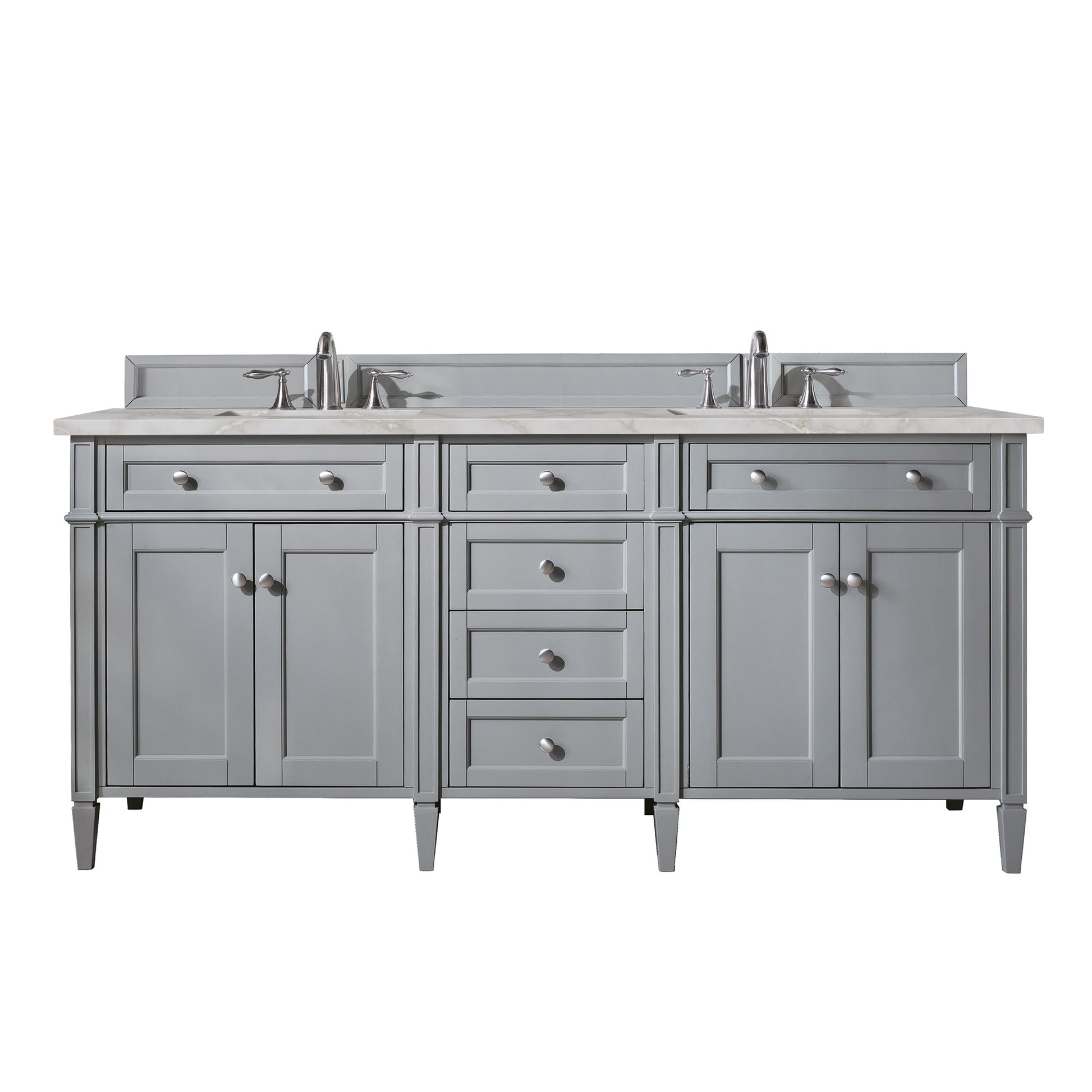 James Martin Vanities Brittany 72" Urban Gray Double Vanity With 3 cm Victorian Silver Quartz Top