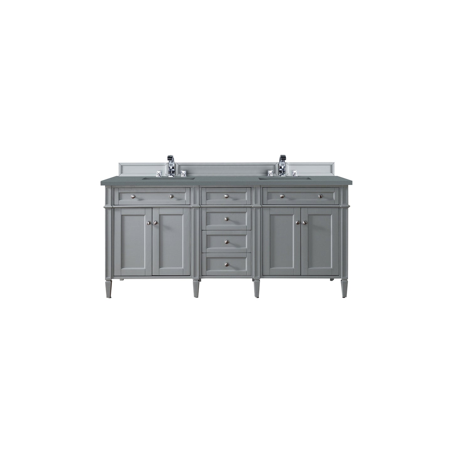 James Martin Vanities Brittany 72" Urban Gray Double Vanity With 3cm Cala Blue Quartz Top