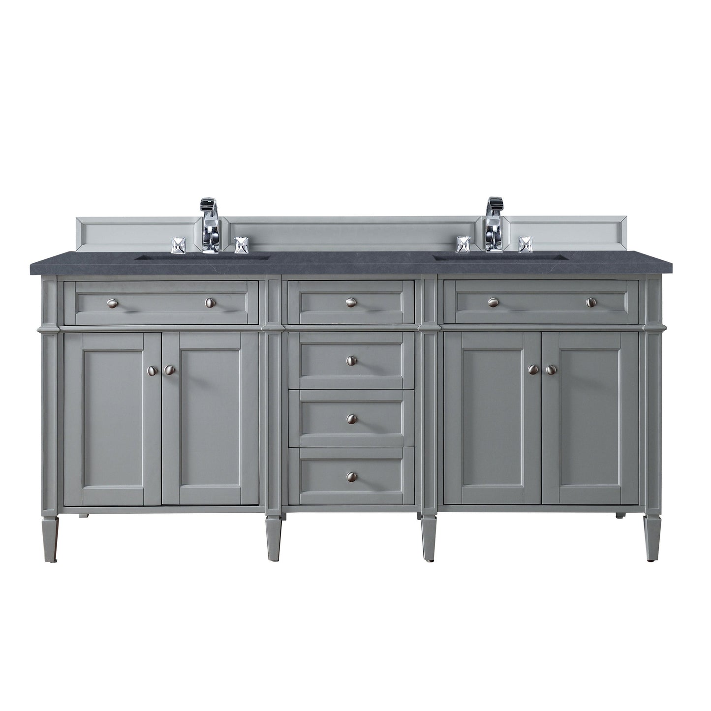 James Martin Vanities Brittany 72" Urban Gray Double Vanity With 3cm Charcoal Soapstone Quartz Top