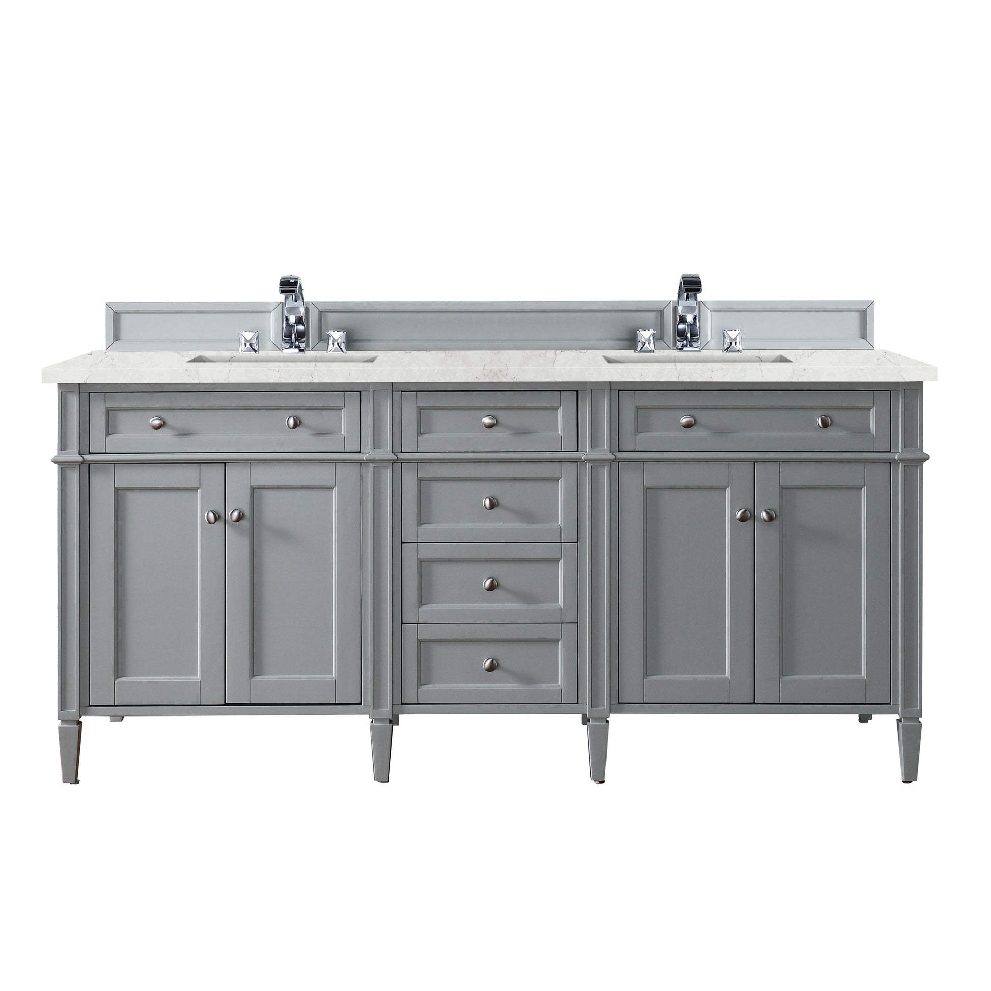 James Martin Vanities Brittany 72" Urban Gray Double Vanity With 3cm Eternal Jasmine Pearl Quartz Top