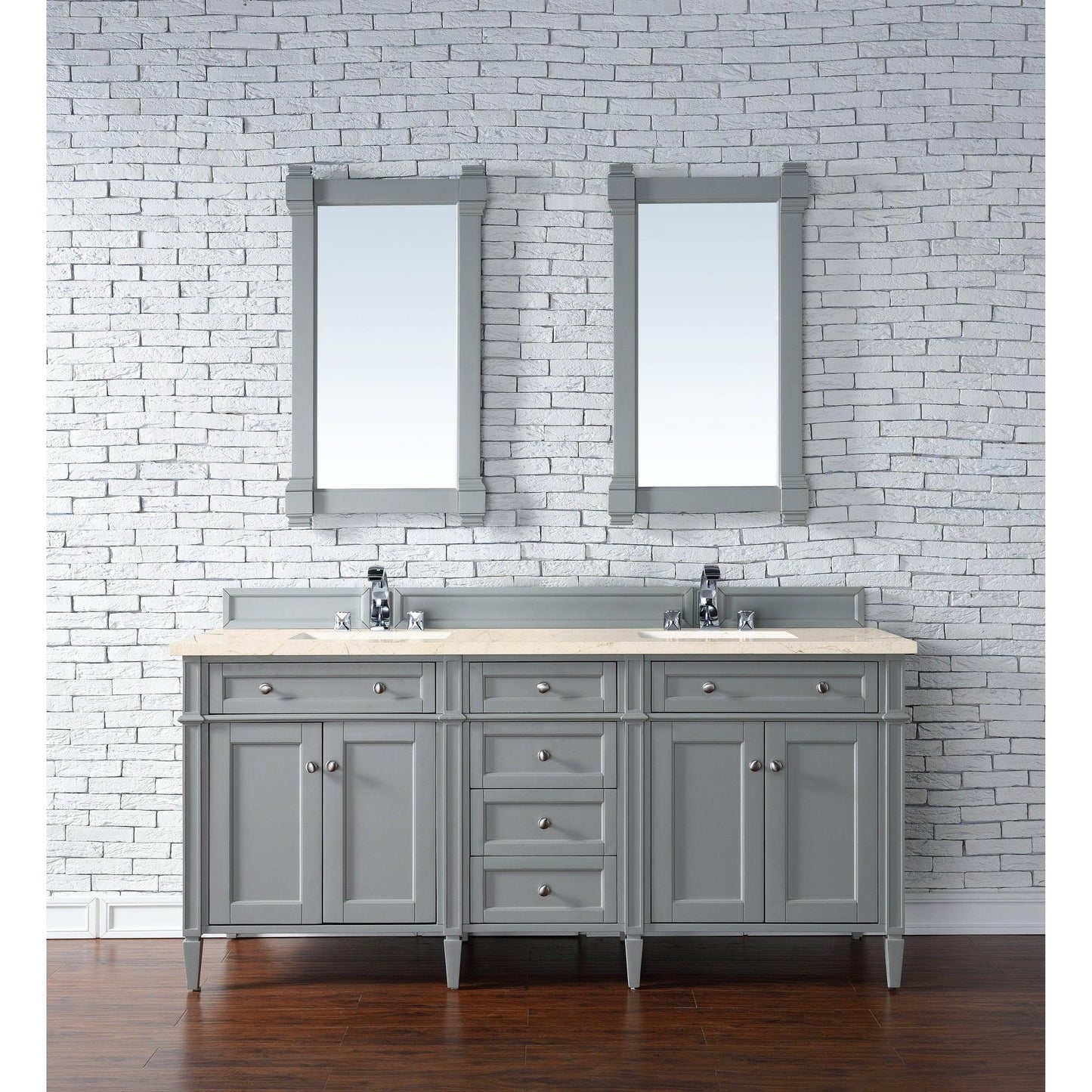 James Martin Vanities Brittany 72" Urban Gray Double Vanity With 3cm Eternal Marfil Quartz Top