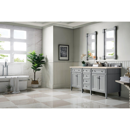 James Martin Vanities Brittany 72" Urban Gray Double Vanity With 3cm Eternal Marfil Quartz Top