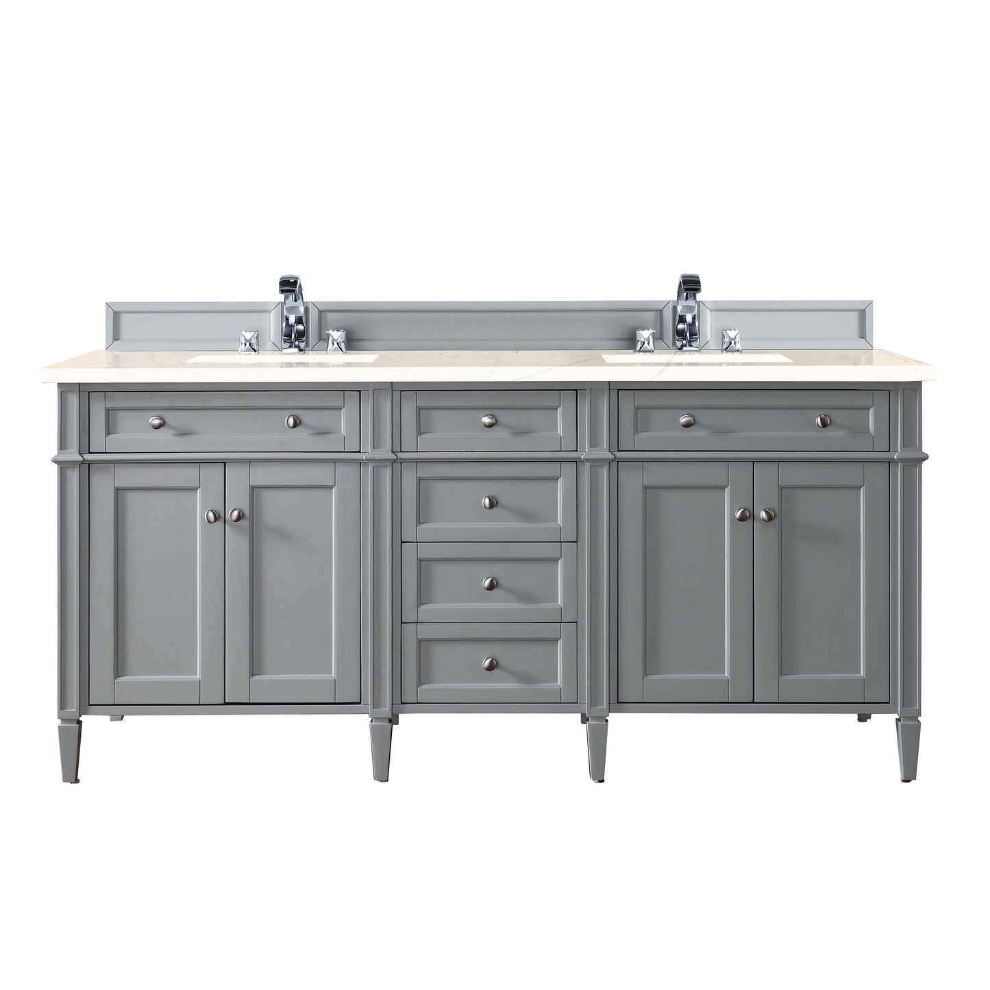 James Martin Vanities Brittany 72" Urban Gray Double Vanity With 3cm Eternal Marfil Quartz Top