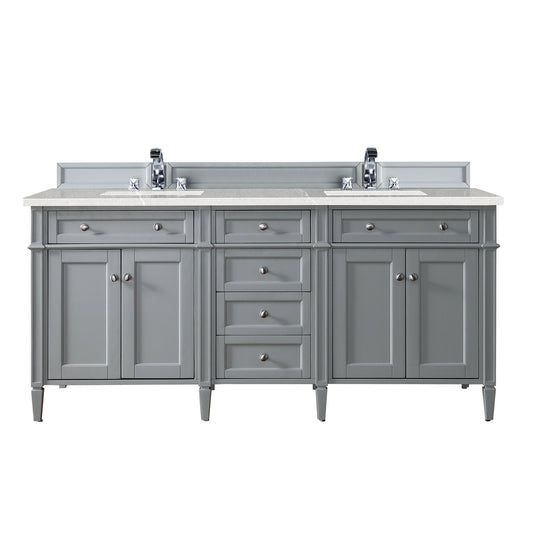 James Martin Vanities Brittany 72" Urban Gray Double Vanity With 3cm Eternal Serena Quartz Top