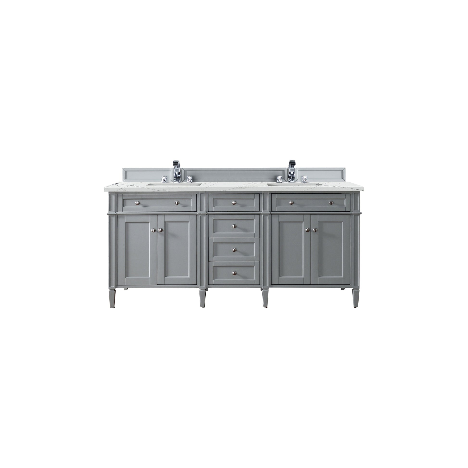 James Martin Vanities Brittany 72" Urban Gray Double Vanity With 3cm Ethereal Noctis Quartz Top