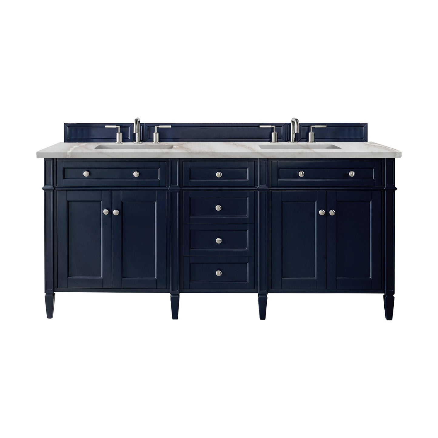 James Martin Vanities Brittany 72" Victory Blue Double Vanity With 3 cm Victorian Silver Quartz Top