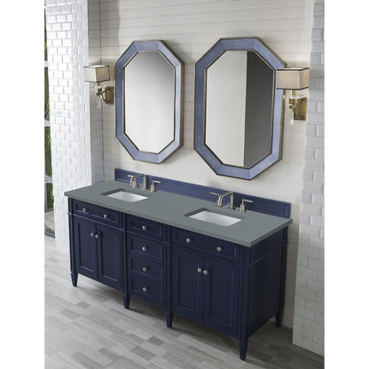 James Martin Vanities Brittany 72" Victory Blue Double Vanity With 3cm Cala Blue Quartz Top