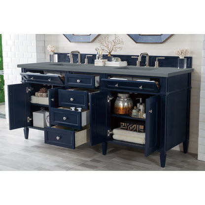 James Martin Vanities Brittany 72" Victory Blue Double Vanity With 3cm Cala Blue Quartz Top