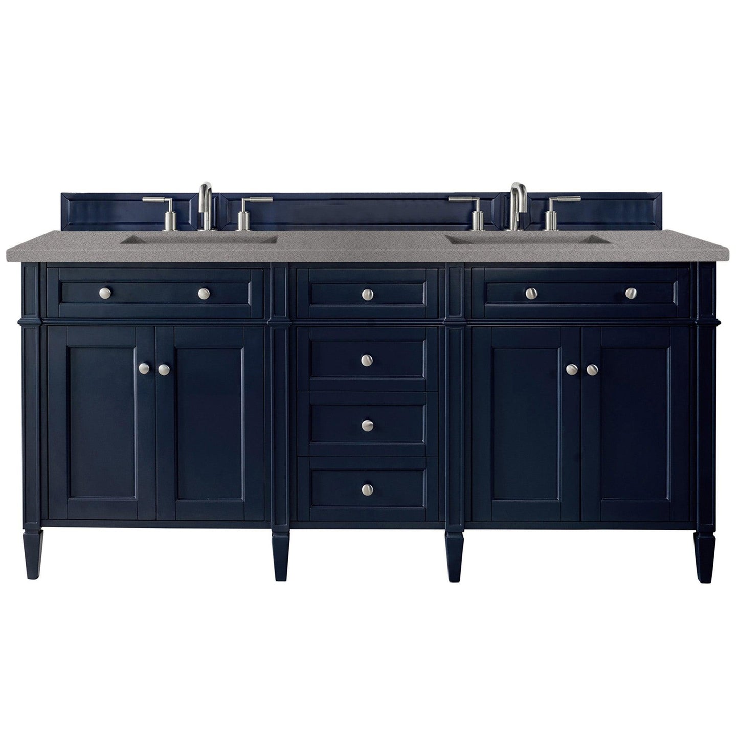 James Martin Vanities Brittany 72" Victory Blue Double Vanity With 3cm Grey Expo Quartz Top