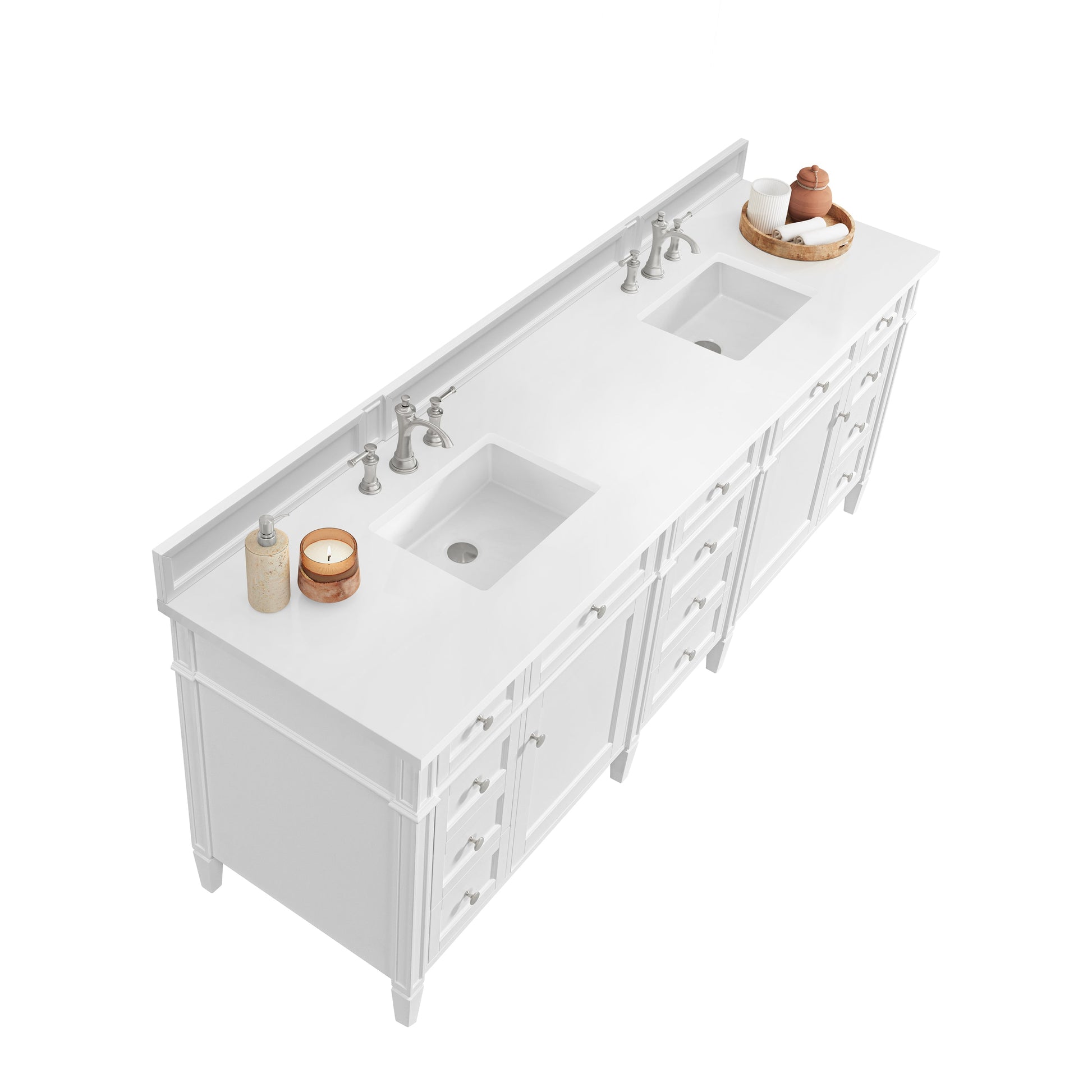 James Martin Vanities Brittany 84" Bright White Double Vanity With 3 cm White Zeus Quartz Top