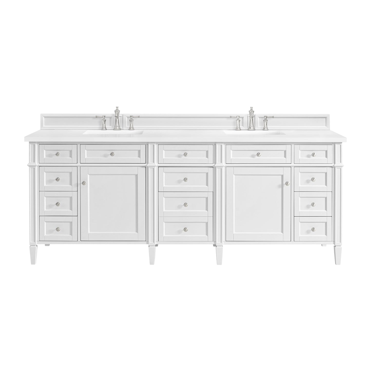 James Martin Vanities Brittany 84" Bright White Double Vanity With 3 cm White Zeus Quartz Top