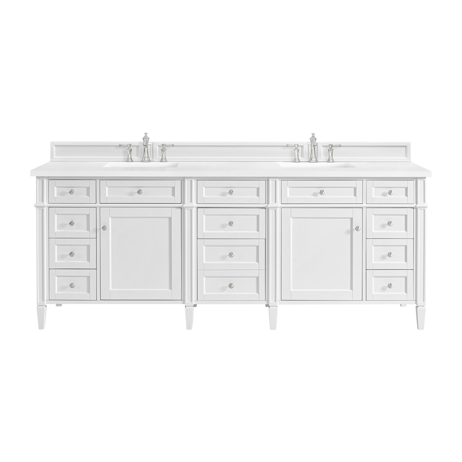 James Martin Vanities Brittany 84" Bright White Double Vanity With 3 cm White Zeus Quartz Top