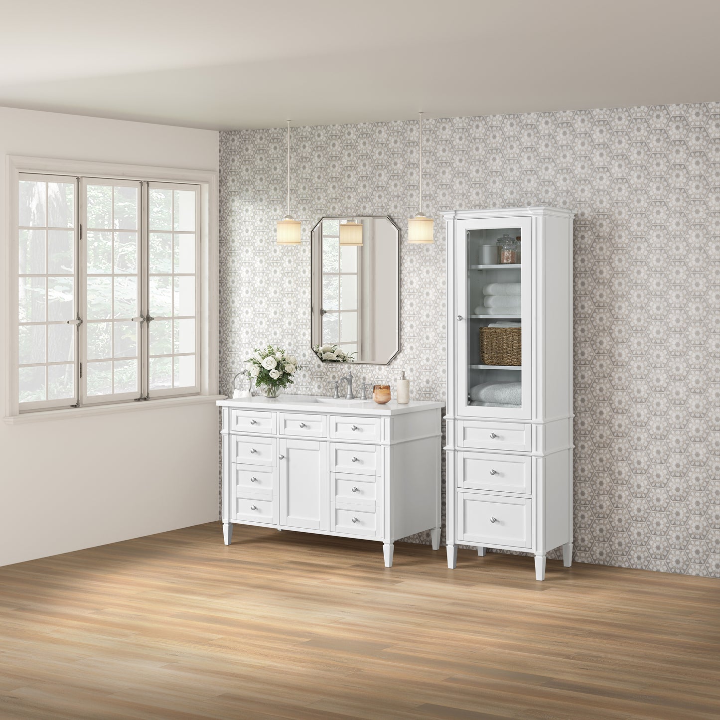 James Martin Vanities Brittany Bright White Linen Cabinet