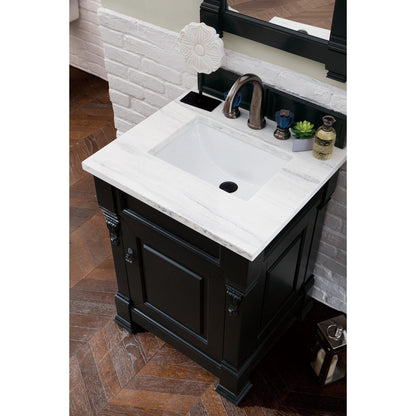 James Martin Vanities Brookfield 26" Antique Black Single Vanity With 3cm Arctic Fall Solid Surface Top