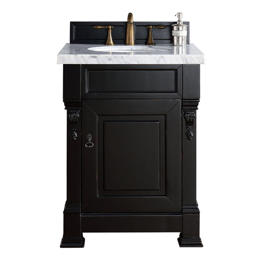 James Martin Vanities Brookfield 26" Antique Black Single Vanity With 3cm Arctic Fall Solid Surface Top