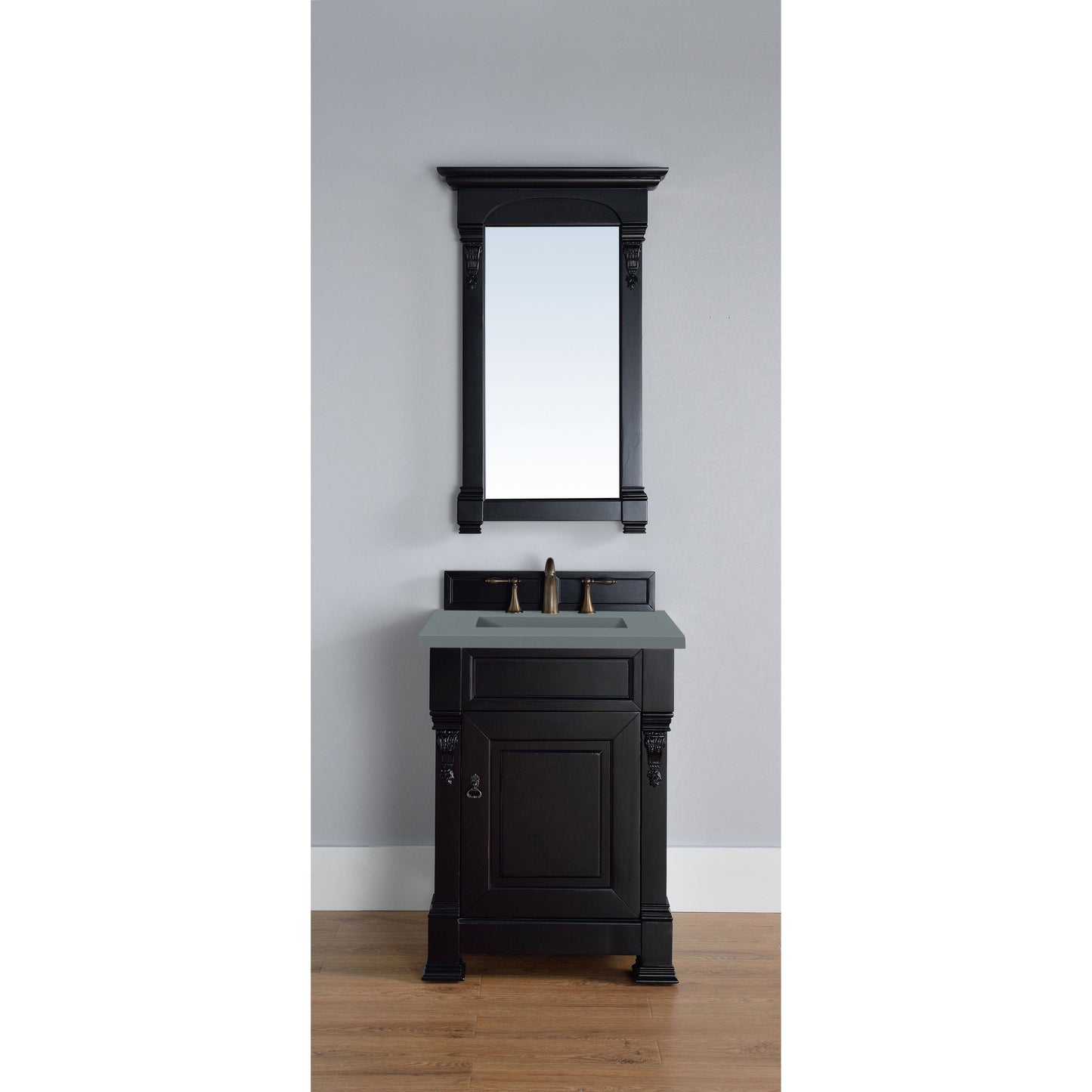 James Martin Vanities Brookfield 26" Antique Black Single Vanity With 3cm Cala Blue Quartz Top