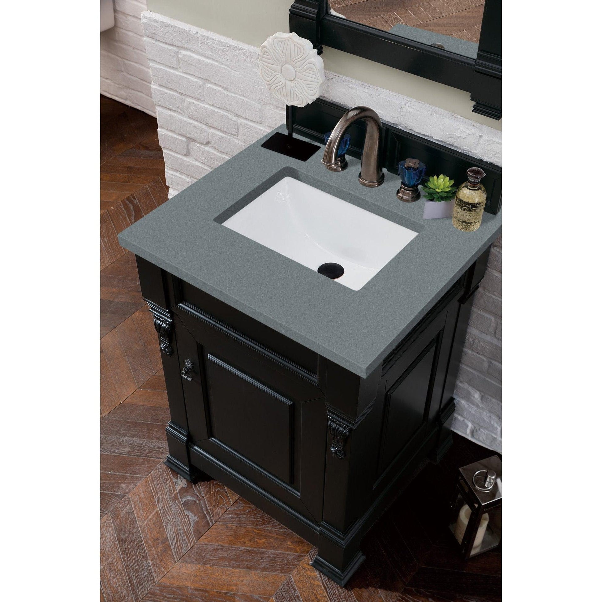 James Martin Vanities Brookfield 26" Antique Black Single Vanity With 3cm Cala Blue Quartz Top