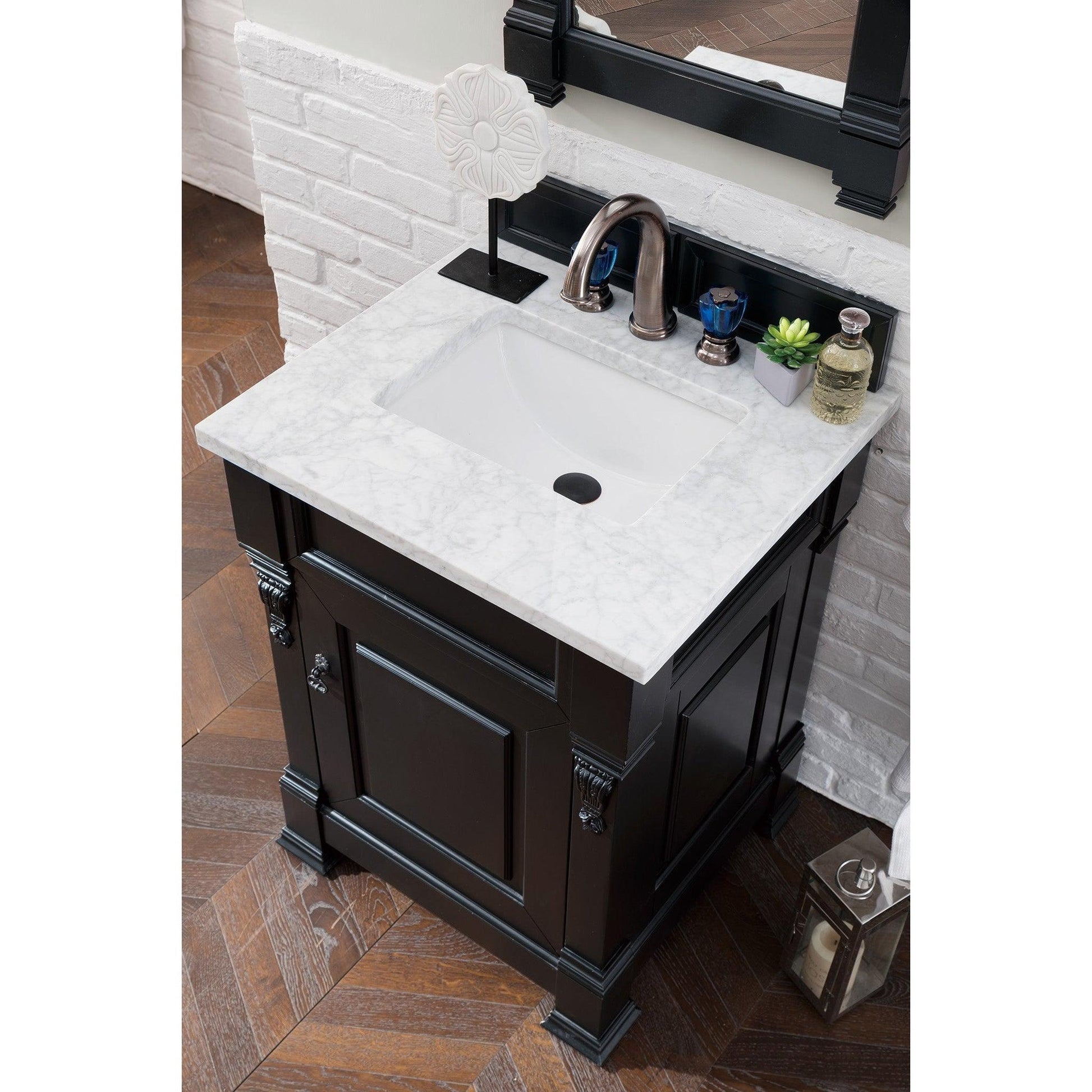 James Martin Vanities Brookfield 26" Antique Black Single Vanity With 3cm Carrara Marble Top