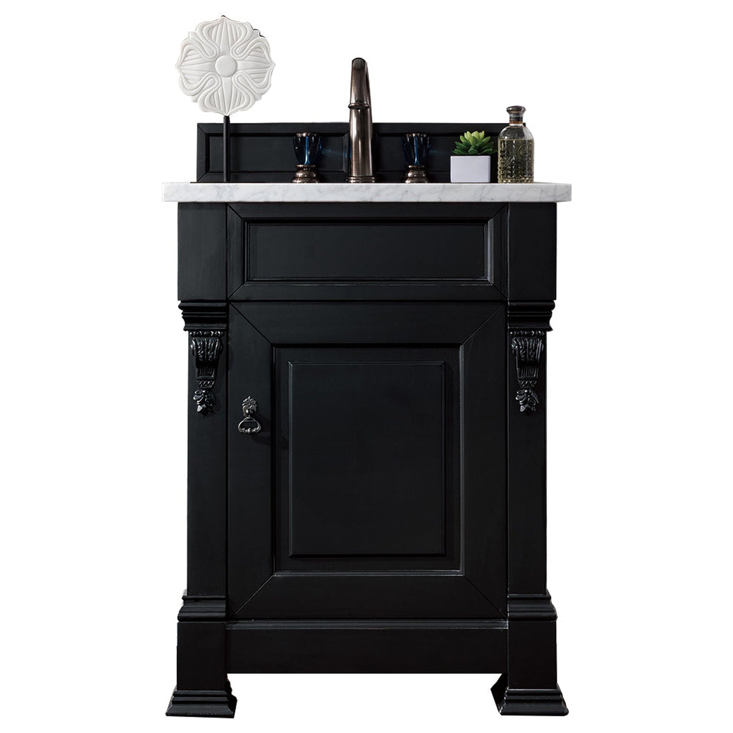 James Martin Vanities Brookfield 26" Antique Black Single Vanity With 3cm Carrara Marble Top