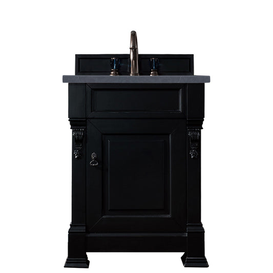 James Martin Vanities Brookfield 26" Antique Black Single Vanity With 3cm Charcoal Soapstone Quartz Top