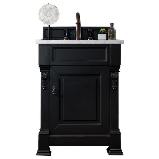 James Martin Vanities Brookfield 26" Antique Black Single Vanity With 3cm Eternal Jasmine Pearl Quartz Top