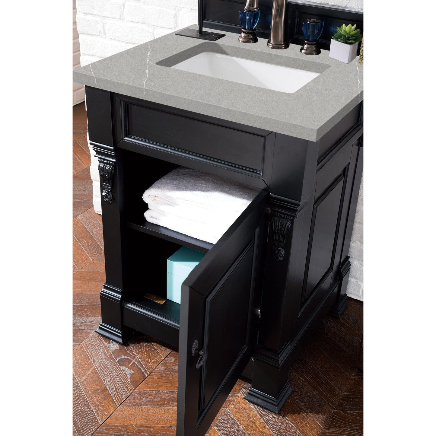 James Martin Vanities Brookfield 26" Antique Black Single Vanity With 3cm Eternal Serena Quartz Top