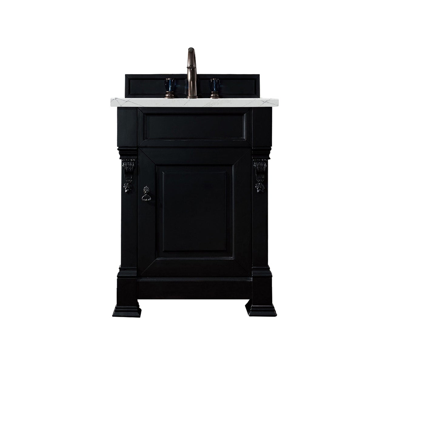 James Martin Vanities Brookfield 26" Antique Black Single Vanity With 3cm Ethereal Noctis Quartz Top