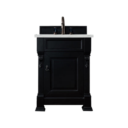 James Martin Vanities Brookfield 26" Antique Black Single Vanity With 3cm Ethereal Noctis Quartz Top