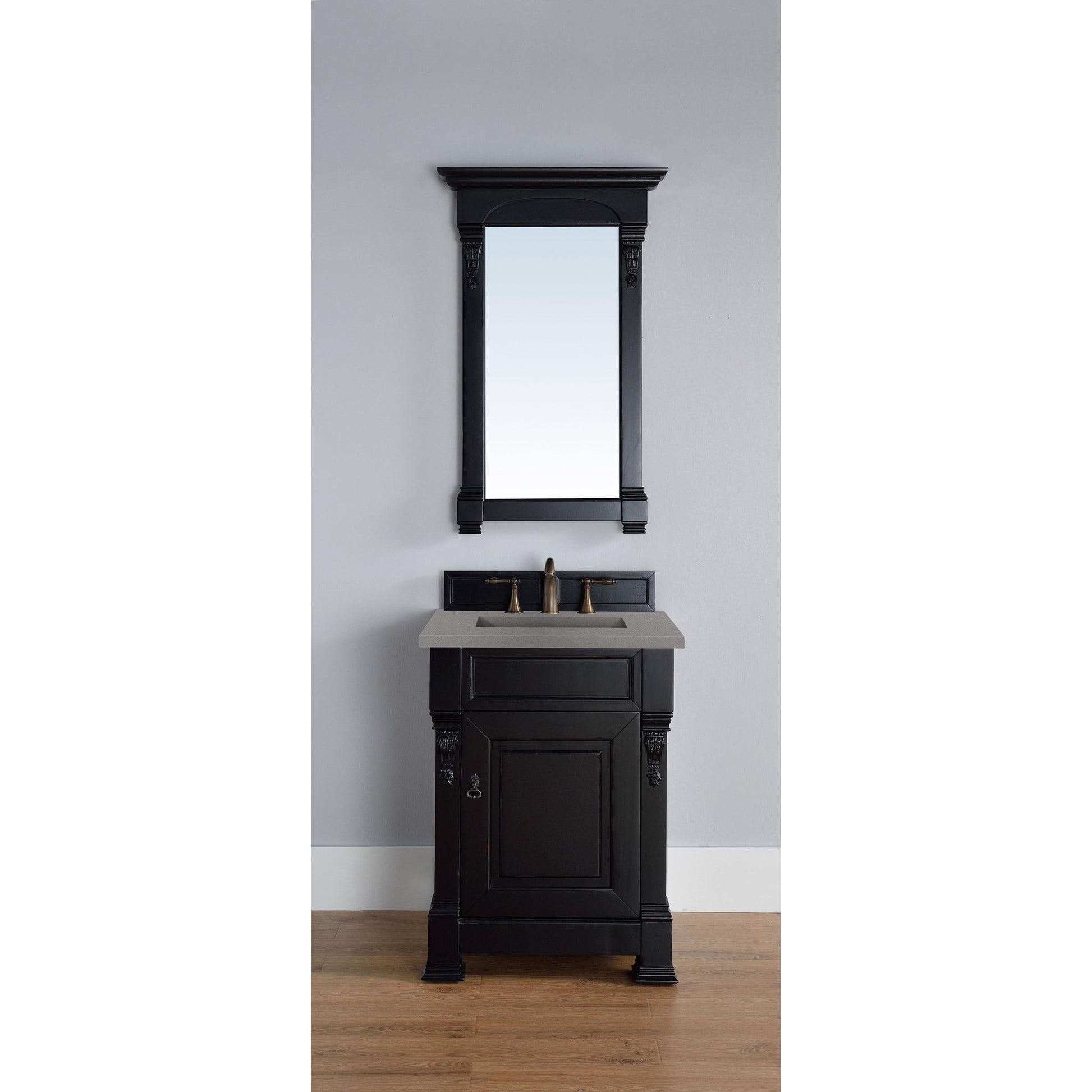 James Martin Vanities Brookfield 26" Antique Black Single Vanity With 3cm Grey Expo Quartz Top