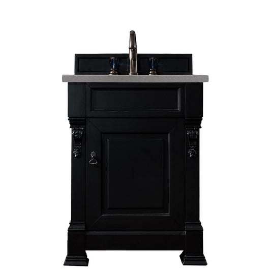 James Martin Vanities Brookfield 26" Antique Black Single Vanity With 3cm Grey Expo Quartz Top