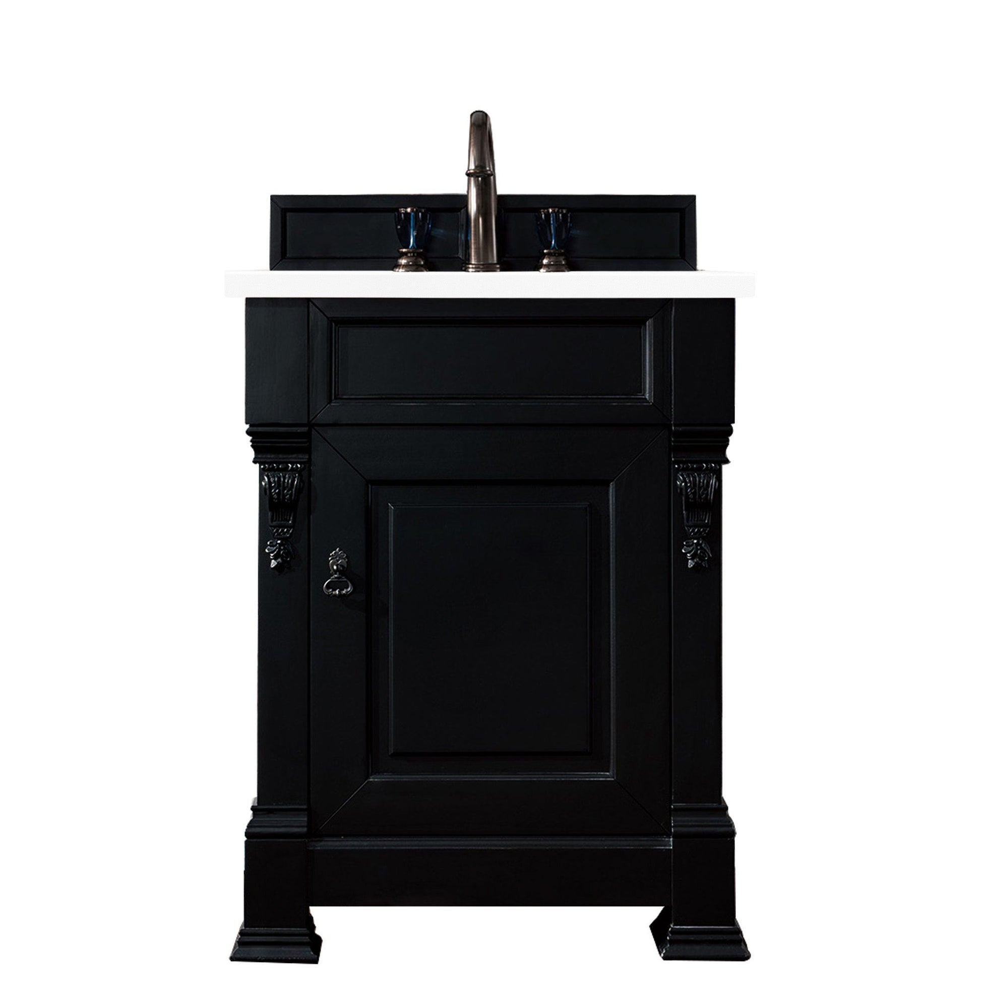 James Martin Vanities Brookfield 26" Antique Black Single Vanity With 3cm White Zeus Quartz Top