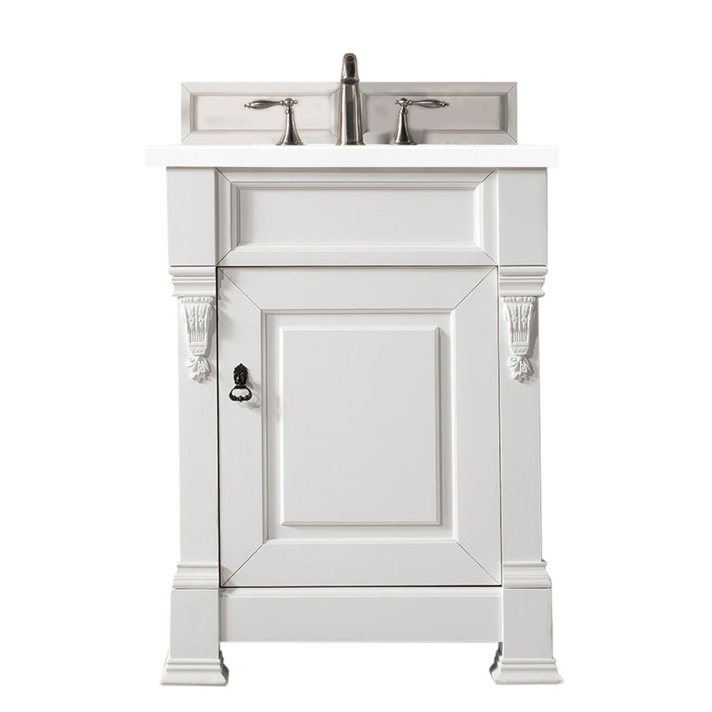 James Martin Vanities Brookfield 26" Bright White Single Vanity With 3cm White Zeus Quartz Top