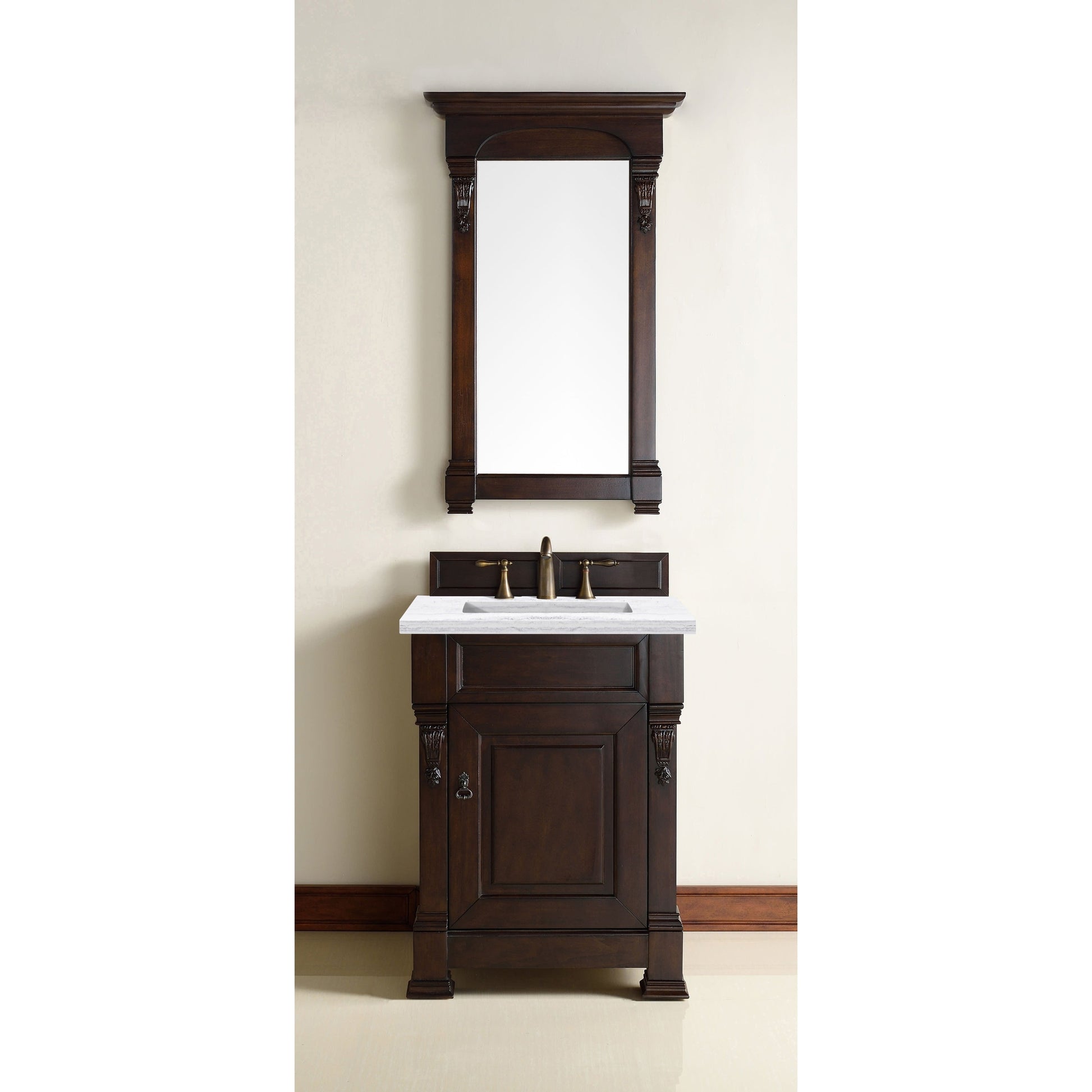 James Martin Vanities Brookfield 26" Burnished Mahogany Single Vanity With 3cm Arctic Fall Solid Surface Top