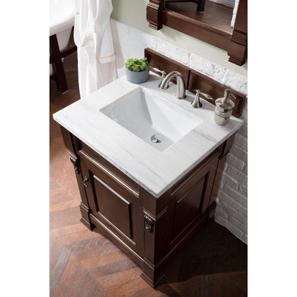 James Martin Vanities Brookfield 26" Burnished Mahogany Single Vanity With 3cm Arctic Fall Solid Surface Top