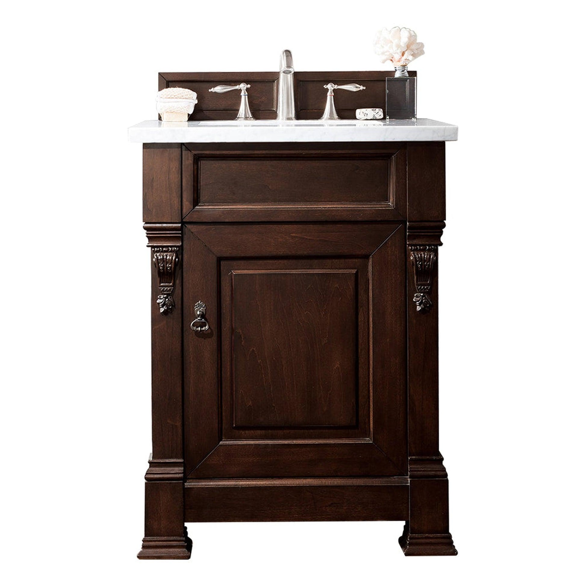 James Martin Vanities Brookfield 26" Burnished Mahogany Single Vanity With 3cm Arctic Fall Solid Surface Top