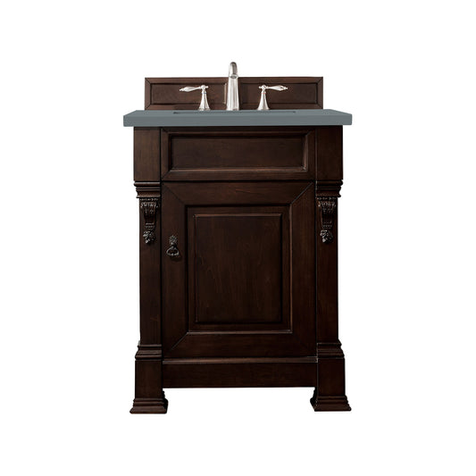 James Martin Vanities Brookfield 26" Burnished Mahogany Single Vanity With 3cm Cala Blue Quartz Top