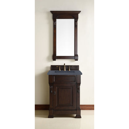 James Martin Vanities Brookfield 26" Burnished Mahogany Single Vanity With 3cm Charcoal Soapstone Quartz Top