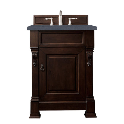 James Martin Vanities Brookfield 26" Burnished Mahogany Single Vanity With 3cm Charcoal Soapstone Quartz Top