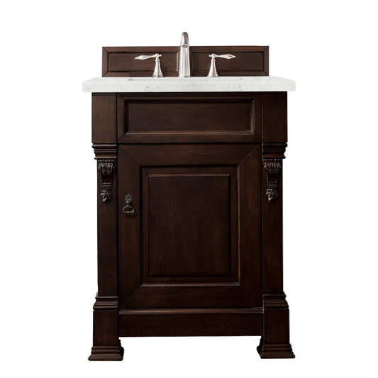 James Martin Vanities Brookfield 26" Burnished Mahogany Single Vanity With 3cm Eternal Jasmine Pearl Quartz Top