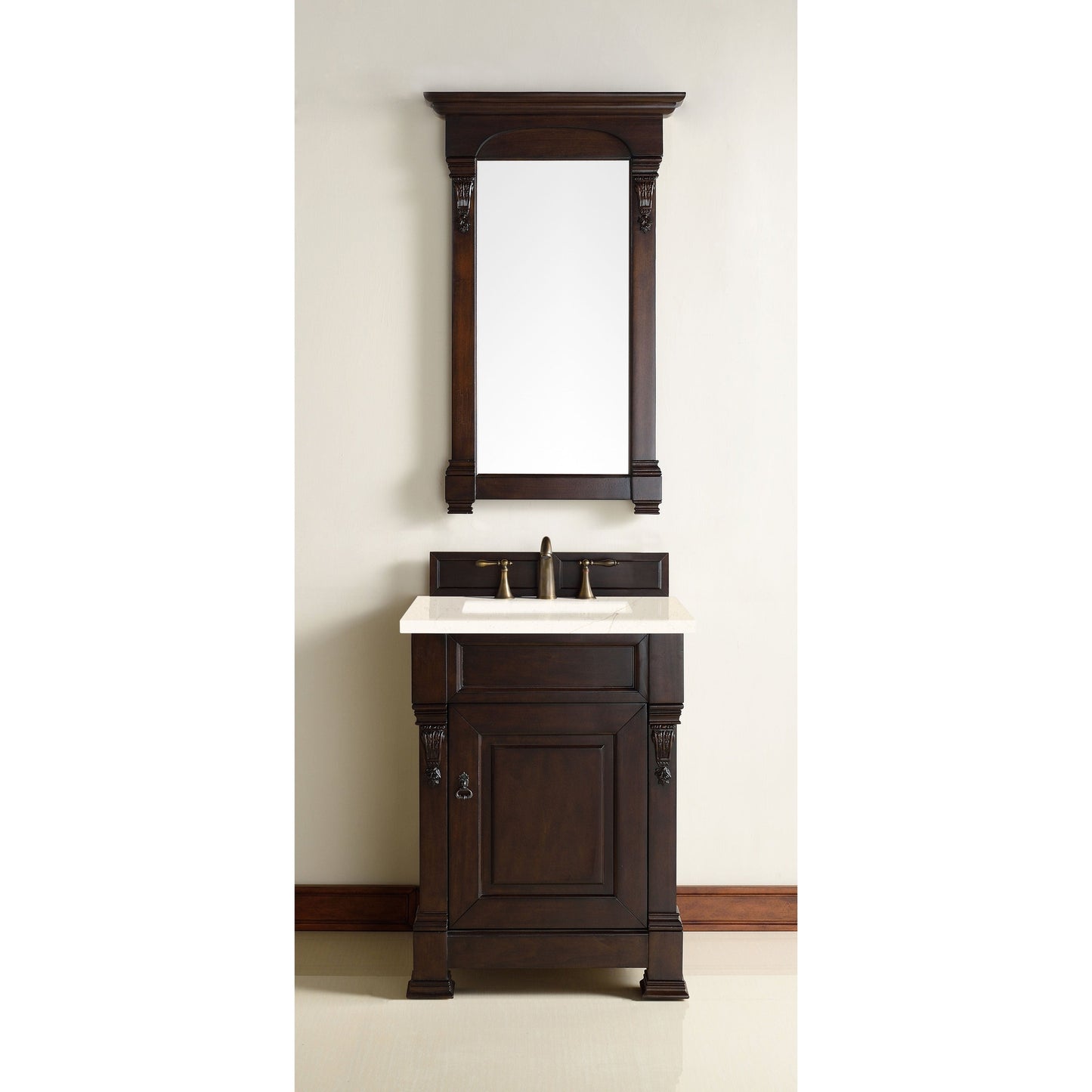 James Martin Vanities Brookfield 26" Burnished Mahogany Single Vanity With 3cm Eternal Marfil Quartz Top